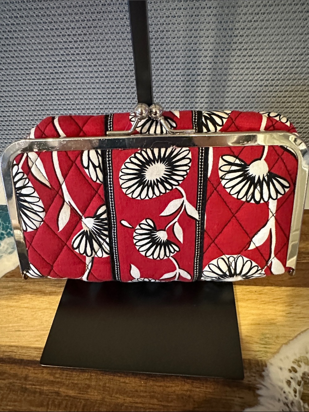 Vera Bradley Red Quilted Floral Kiss-Lock Clutch